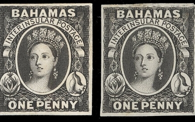 Bahamas 1859 (10 June) One Penny, Imperforate Plate Proofs Two single examples, the first on wh...