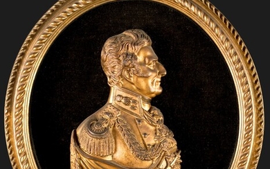 Bassorilievo in bronzo dorato, XIX secolo raffigurante un ritratto di...