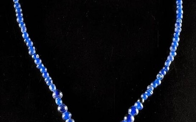 Beautiful Roman Glass Bead Necklace w/ Cobalt Hues
