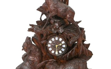 Black Forest Carved Figural Mantel Clock