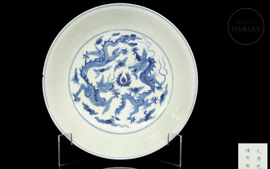 Blue and white porcelain plate "Dragons"