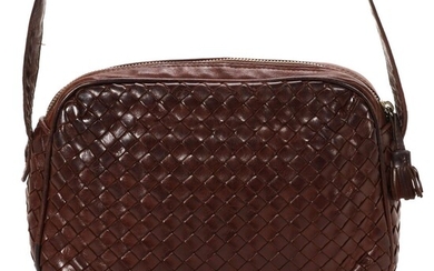 Bottega Veneta Camera Bag in Brown Intrecciato Leather
