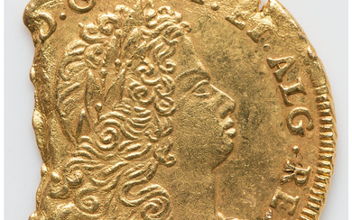 Brazil: , João V gold 6400 Reis (Peça) 1729-B UNC (Altered Surface), ...
