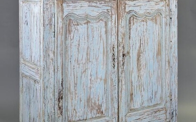 British Blue Dry Scrape Painted Double Door Cupboard