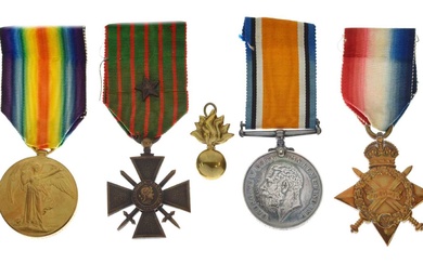 British First World medal trio with French Croix de Guerre