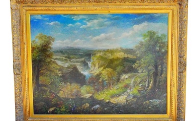 British Vintage Original Oil on Canvas Landscape Painting
