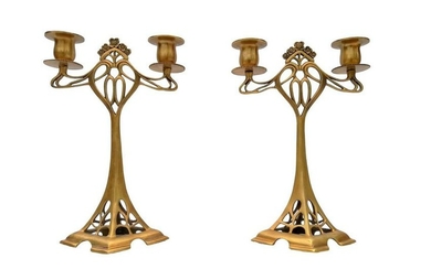 Bronze art nouveau candlesticks