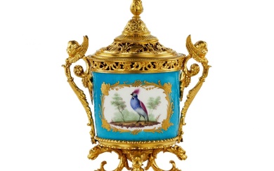 Bronze gilded aroma box with porcelain inlay in the Sevres...