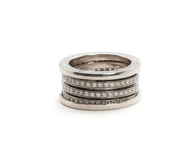 Bulgari: “B.Zero”. A diamond ring set with numerous brilliant-cut diamonds, mounted in 18k white gold. Size 57. Weight app. 14 g.