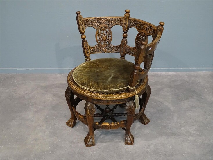 (-), Burgomaster stoel, koloniale hardhouten stoel met halfronde...