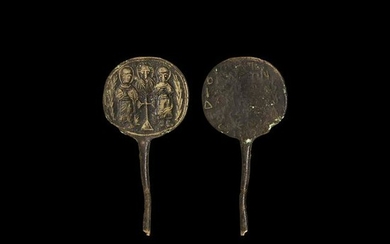 Byzantine Spoon Handle with Christ and Saints