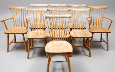 CARL MALMSTEN. chairs, 7+2, "Lilla Åland", birch, late 20th century.
