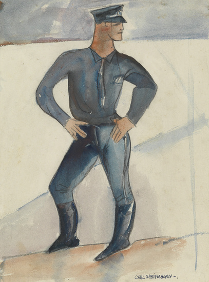 CARL SPRINCHORN Traffic Policeman. Watercolor on cream wove paper, circa 1929. 285x220 mm;...