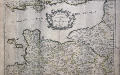 CARTE de Normandie. Duche et Gouvernement de Normandie par N. Sanfon d'Abbeuille, geografe du Roy,...