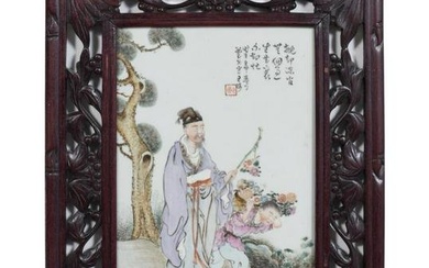 CHINESE FAMILLE ROSE FIGURAL PORCELAIN PLAQUE