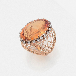CIRCA 1950 CITRINE RING An important citrine and...