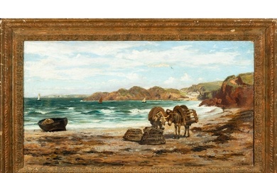 COLIN HUNTER (1841-1904) On the beach Oil on canvas, 38x 68....