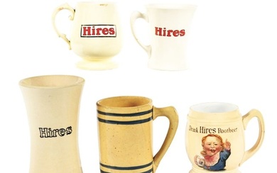 COLLECTION OF 5 ROOT BEER CERAMIC MUGS