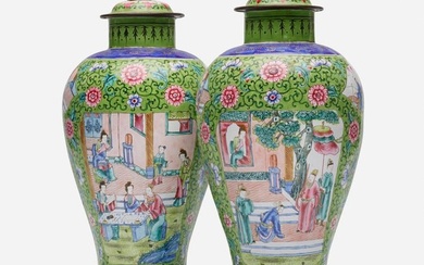 Canton, Lidded vases, pair