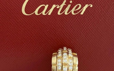 Cartier 5-Row Maillon Panthere One Single Diamond Hoop Earring 18K Yellow Gold