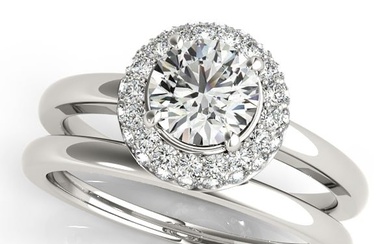 Certified 1.25 Ctw SI2/I1 Diamond 14K White Gold Wedding Set Ring
