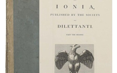 Chandler, Richard Antiquities of Ionia published by the Society of Dilettanti, London, Bulmer & Nicol, 1797, vol. 2 of 5, with engraved title vignette, 7 engraved text vignettes and 64 full-page copper plates in portrait and landscape format of the...