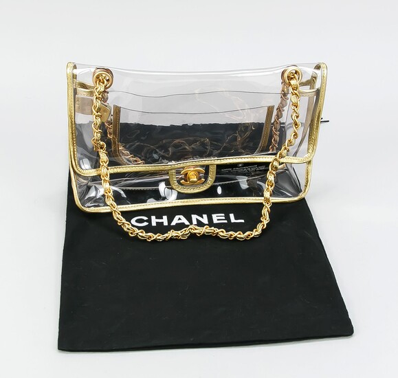 Chanel, Transparent Naked Classic Gold Vintage Flap Bag,...