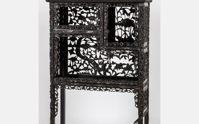 Chinese Carved and Lacquered Display Shelf