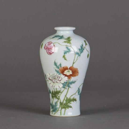 Chinese Famille Rose 'butterfly and flower' vase