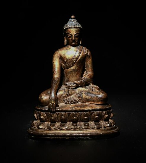 Chinese Gilt Bronze Shakyamuni Buddha, Ming