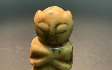 Chinese Hongshan Culture Yellow Jade Carving of People