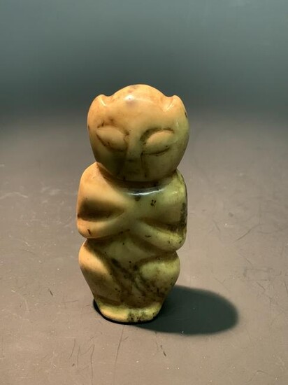 Chinese Hongshan Culture Yellow Jade Carving of People