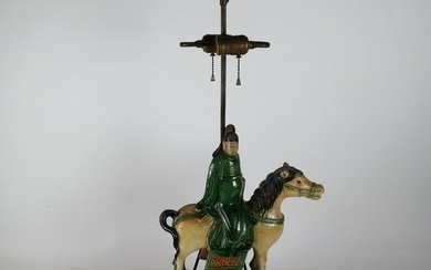 Chinese Horse and Rider Ceramic Lamp