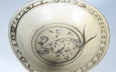 Chinese bowl with fish motif, earthenware, museum replica.