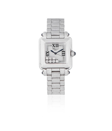 Chopard. A lady's stainless steel and diamond set quartz calendar bracelet watch