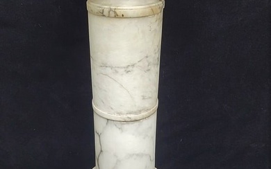 Circa 1900 Antique Marble Pedestal with carved & reeded decoration. Hgt 42" dia. 12". Good original