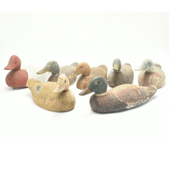 Collection of Seven Painted Wood Duck Decoys.