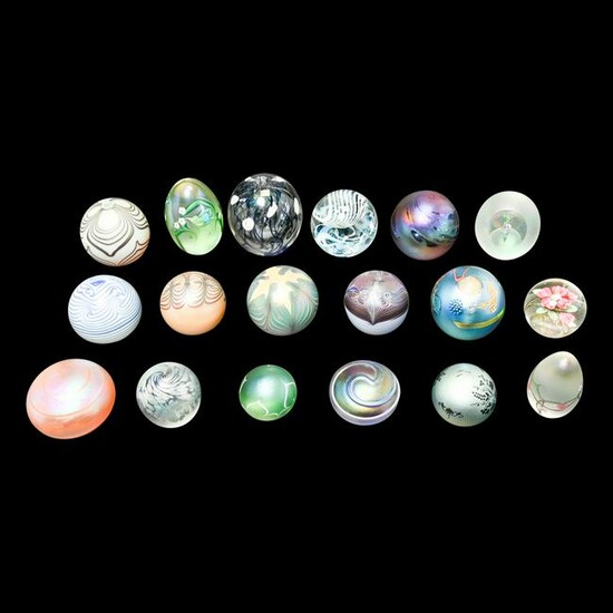 Collection of Studio Glass Paperweights Signed by