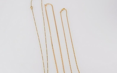 Collection of Three 14k Yellow Gold Necklaces.
