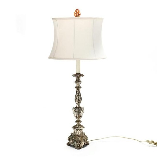 Continental Carved Wood Table Lamp