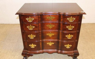 Councill solid mahogany block front 4 drawer bachelor chest, has slight surface scratches