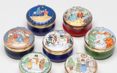 Crummles & Co. for Harrods Limited Edition Christmas Enamel Boxes, Late 20th C.