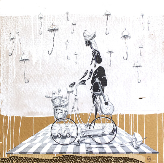 DOME Christian Kramer, (Germany, born 1975), Raining Umbrellas, Mixed Media on Cardboard, 2013.