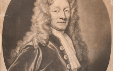 D'après Godfrey Kneller (1646-1723) Britannique. "Christophorus Wren", Mezzotint, 11.5" x 9.75" (29.2 x 24.7cm)