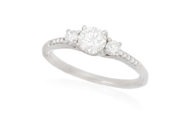 Description A SINGLE-STONE DIAMOND RING, the brilliant-cut diamond weighing...