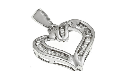 Diamond pendant heart WG 750/000 with diamond baguettes,...