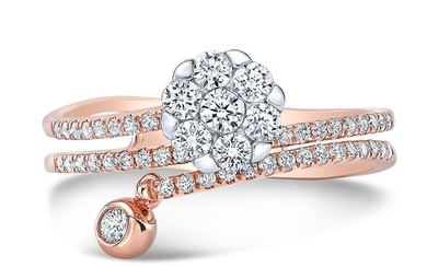 Diamond Cluster Wrap Ring With Bezel Accent In 14k Rose Gold