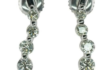 Diamond Earrings 14K White Gold Dangle