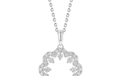 Diamond Floral Pendant In 14k White Gold 1-1/6ctw 16-18 Inch Adj Chain