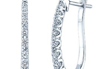 Diamond Hoop Earring In 14k White Gold (1/4 Ct.tw.)